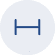 A blue capital letter "H" is centered within a light gray circle.